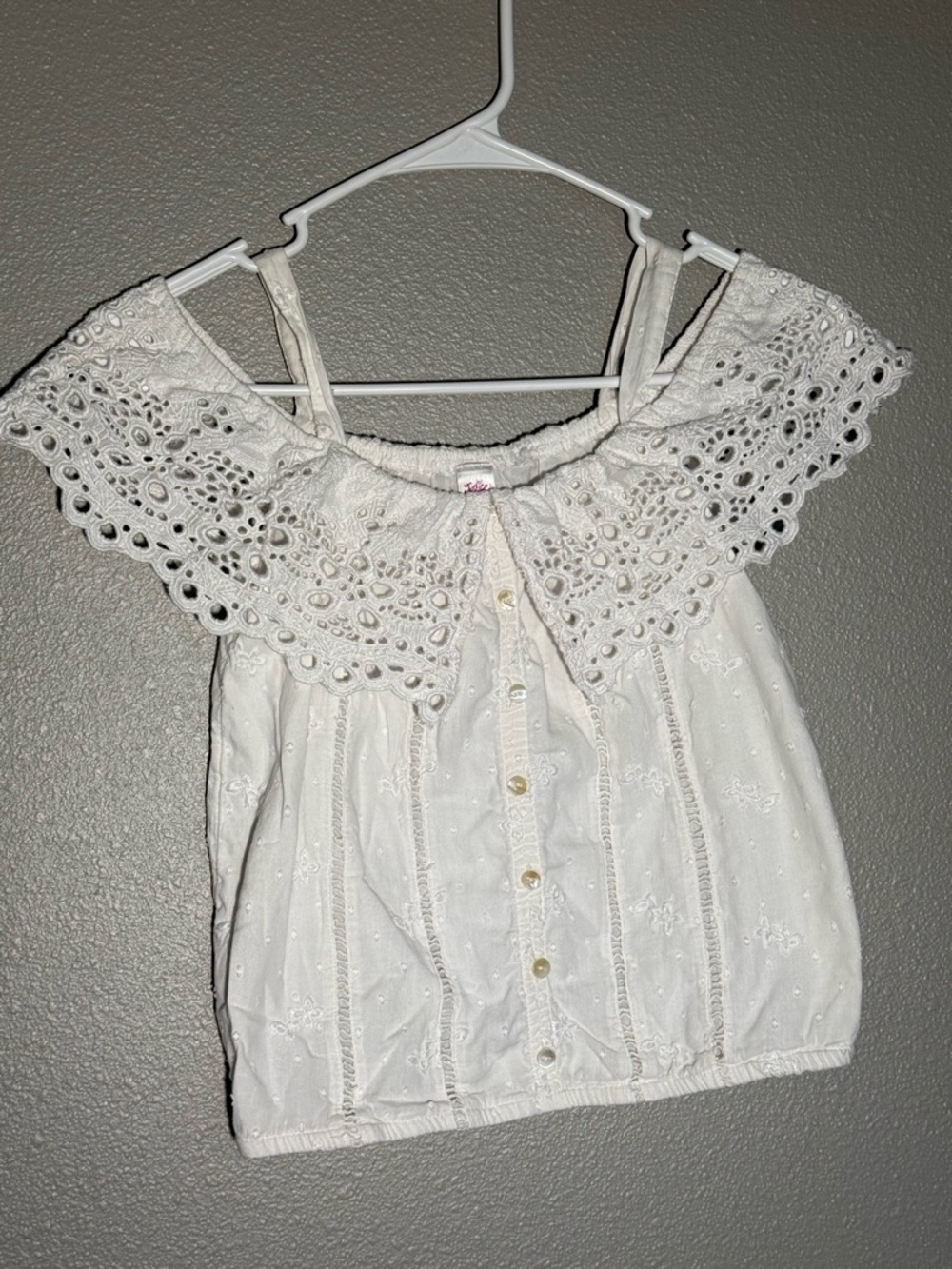 Justice White Eyelet Off-Shoulder Camisole